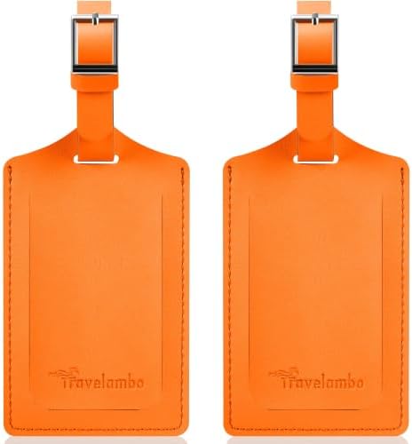 2 Pack Luggage Tags for Suitcases Airplane - Hot Orange