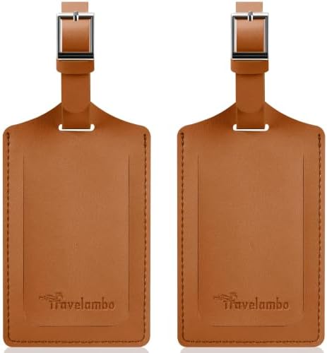 2 Pack Luggage Tags for Suitcases Airplane - Yellowish Brown