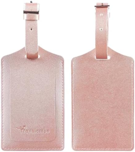2 Pack Luggage Tags for Suitcases Airplane - Rose Gold