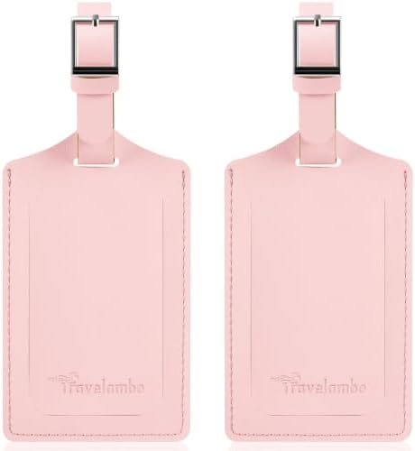 2 Pack Luggage Tags for Suitcases Airplane - Light Pink