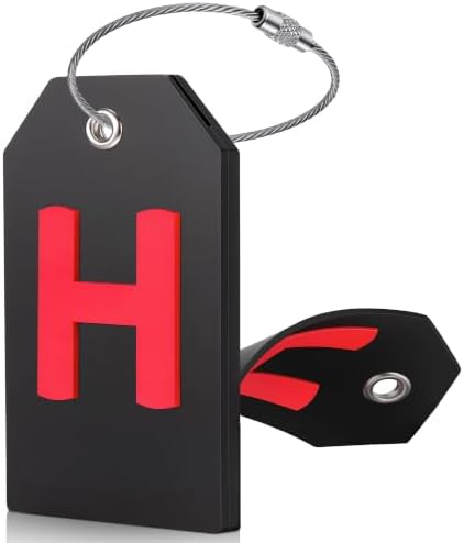 2 Pack PVC Initial Luggage Tags for Suitcases - Black
