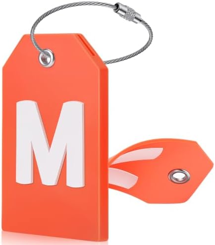 2 Pack PVC Initial Luggage Tags for Suitcases - Orange