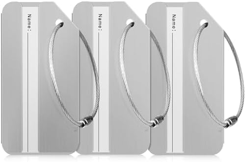 3 Pack Luggage Tags for Suitcases Aluminum - Silver