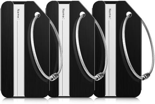 3 Pack Luggage Tags for Suitcases Aluminum Privacy Protection