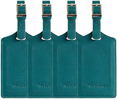 4 Pack Leather Luggage Tags for Suitcases - Summer Green