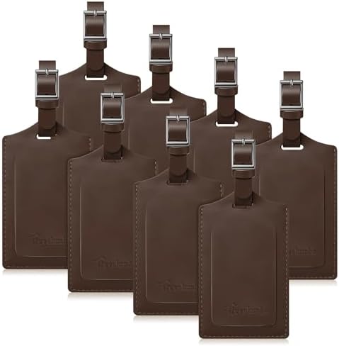 8 Pack Luggage Tags for Suitcases Airplane - Brown