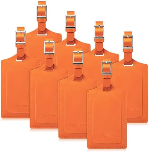 8 Pack Luggage Tags for Suitcases Airplane - Orange