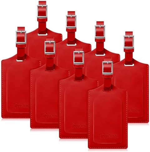 8 Pack Luggage Tags for Suitcases Airplane - Red Deep