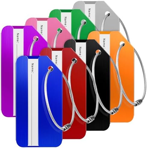 8 Pack Luggage Tags for Suitcases Aluminum - Colorful