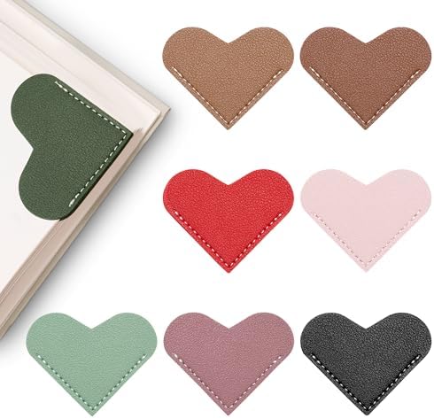 8 Pcs Leather Heart Bookmarks - Heart