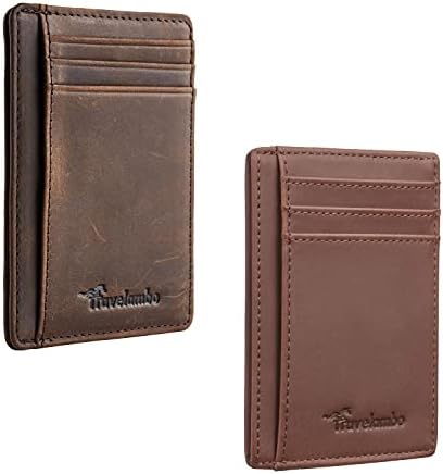 Front Pocket Minimalist Leather Slim Wallet - Brown