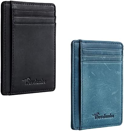 Front Pocket Minimalist Leather Slim Wallet - Black
