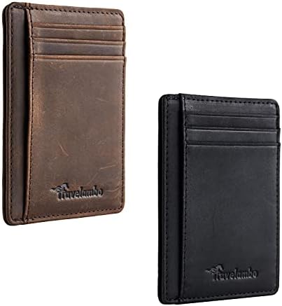 Front Pocket Minimalist Leather Slim Wallet - Brown