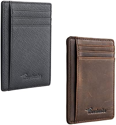 Front Pocket Minimalist Leather Slim Wallet - Brown