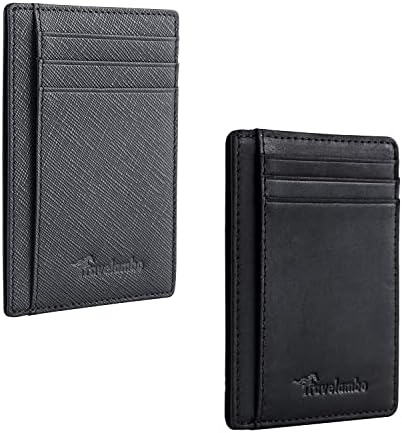 Front Pocket Minimalist Leather Slim Wallet - Black