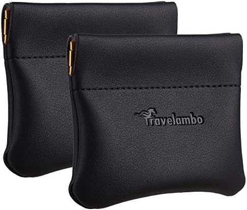 Leather Squeeze Coin Purse Pouch Change Holder - Black