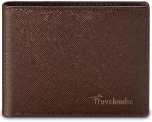 Leather Wallet for Men, Slim Minimalist RFID - Crosshatch Coffee