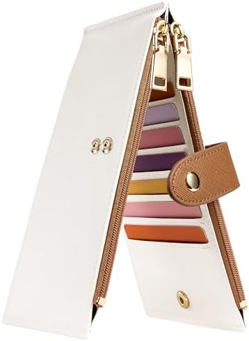 RFID Wallet Women Bifold Multi Card Wallet Case - Beige & Deep Brown