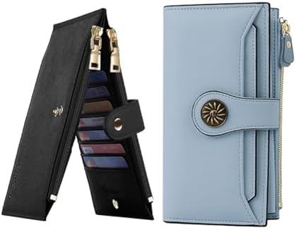 RFID Wallet Women Large Size Bifold Multi Card - Black