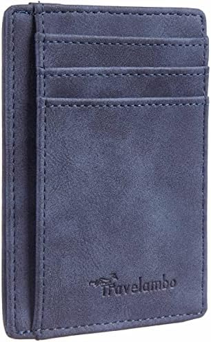 Slim Wallet Front Pocket Minimalist Leather - Deep Blue
