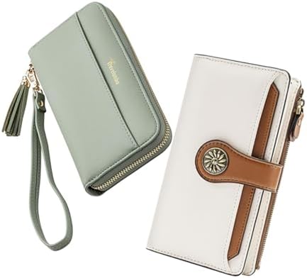 Wallets Women RFID Large Capacity Luxury Waxed - Black, Burgundy, Green