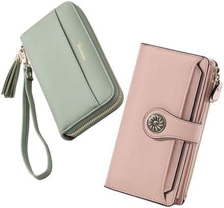 Wallets Women RFID Large Capacity Luxury Waxed - Green