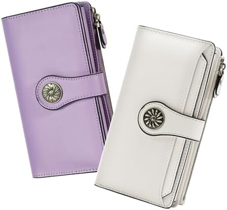 Wallets Women RFID Large Capacity Luxury Waxed - Purple
