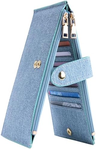 Womens Leather Bifold Wallet - Denim Blue